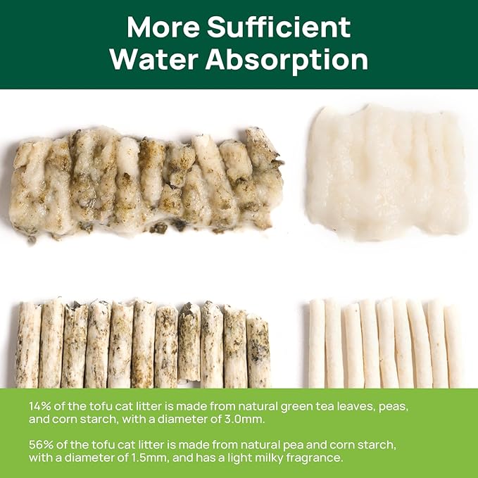 18lbs Mixed Tofu Cat Litter Clumping, Low Dust, Lightweight, Ultra Absorbent and Fast Drying, Natural Pea Husk Bentonite Kitty Litter (9lbs×2bags)