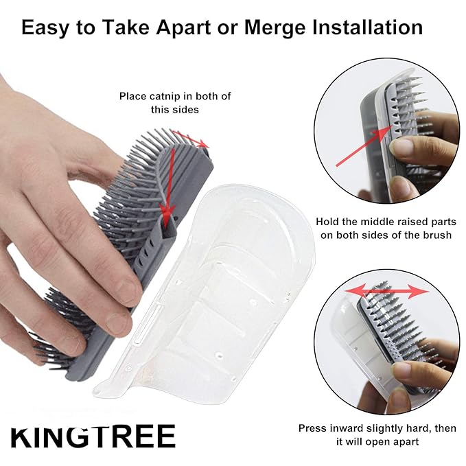 2 PACK Cat Self Grooming Corner Scratcher with Catnip, Massage Comb Brush for Long & Short Fur
