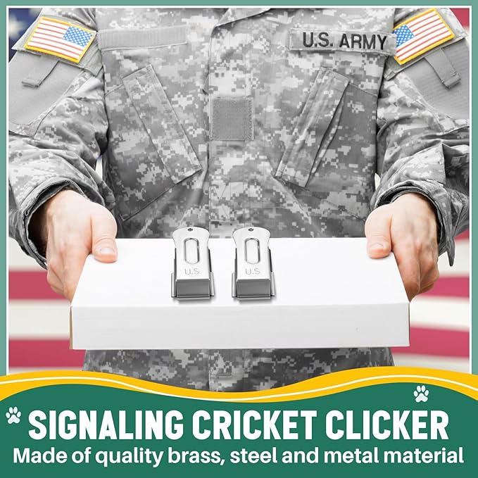 2 Pieces Brass Pet Training Clicker Signaling Cricket Clicker Metal Dog Clicker for Puppy Cats Trainer Pet Owners (Silver)