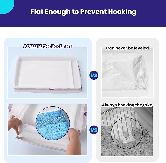 24 Count Litter Box Liners, Waste Bags Compatible with Pet-safe ScoopFree Self-Cleaning Litter Box Tray Refills, Drawstring Litter Bags for Reusable Tray, Pre-Separated (38"L x 14.5"W x 7.8"H)