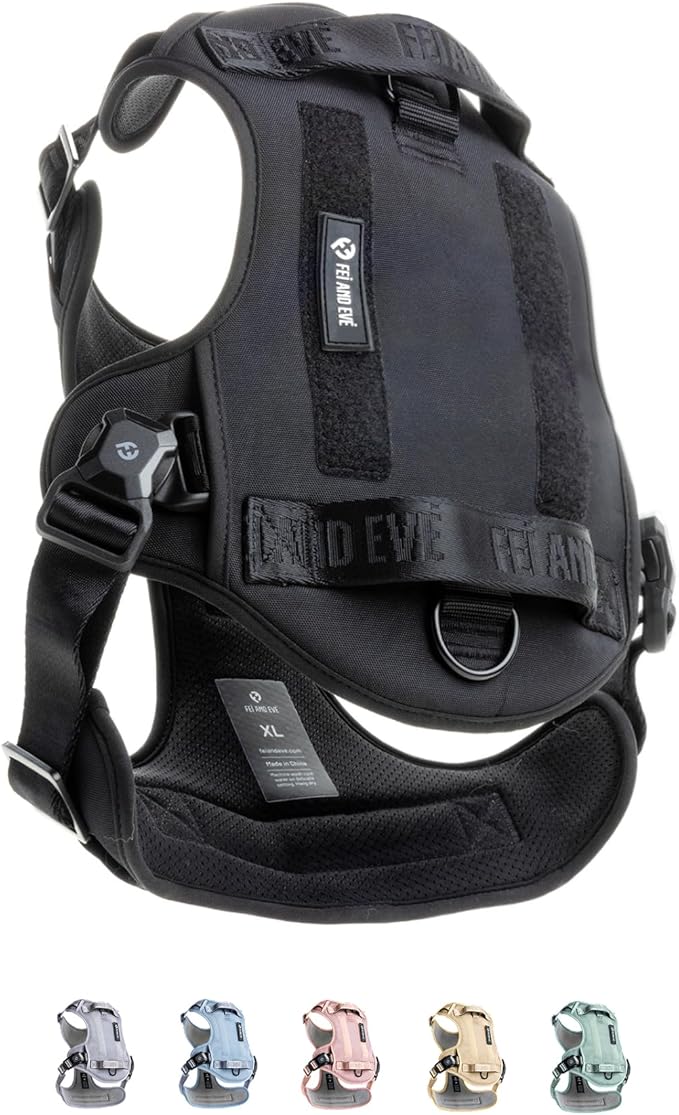 2025 New Edition, Fei & Eve MagEase Dog Harness - 3-Second Magnetic Buckles | 3-Point No-Pull Control | Heavy-Duty 900D Nylon | Dual Safety Handles | Breathable Mesh | Adjustable Fit | Medium,Black