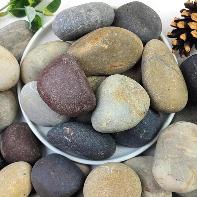 20lbs Natural River Rocks, 2"-3" Premium Pebbles for Garden and Landscape Design, Hand-Picked Smooth Stones for Fish Tank, Flower Pots, Indoor Water Fountains, Pathways, Backyard