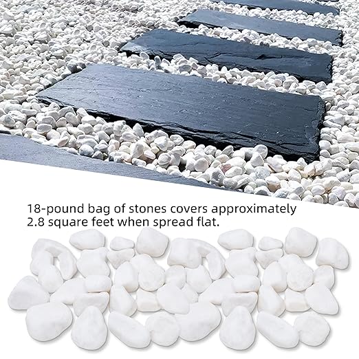 18LB 1"-2" White River Rocks for Plants, Polished Pebbles for Garden Landscaping, Planters, Aquariums, Vase Fillers – Indoor & Outdoor Decor