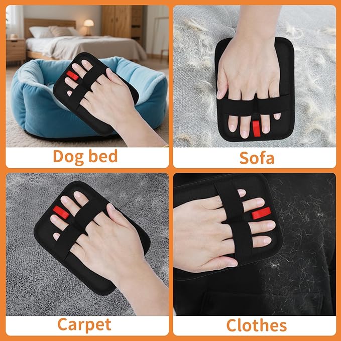 2 Pcs Pet Hair Removal Gloves, Reusable Electrostatic Grooming Mitt, Washable & Eco-Friendly Fur Remover for Dogs & Cats, Versatile for Furniture, Bedding, Clothes, and Car Seats