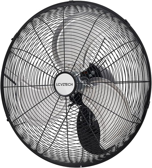 20 inch Wall Mount Fan Oscillating, 3-Speed 5500 CFM High Velocity Industrial Wall Mounted Fan, Heavy Duty Air Circulator for Garage, Shop, Gym, Workshop, Covered Patio - UL Listed