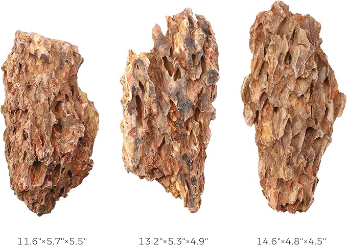 10-12 Inches Natural Dragon Stone 3 PCS Extra Large Aquarium Rocks for Aquascaping, Aquarium Landscaping, Terrariums, Fish Tank Decoration, Vivariums, Paludarium, Amphibian Enclosures