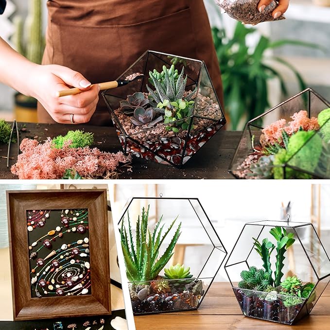 1LB Amber Flat Glass Marbles for Vases, Gemstone Beads Vase Filler Decorative Glass Pebbles for Fish Tank, DIY Crafts, Autumn Centerpieces, Aquarium Decor Rocks