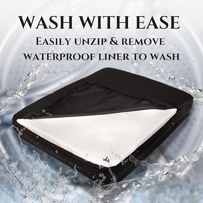 Luxury Boucle Fabric Orthopedic Dog Bed with Memory Foam | Breathable Comfort & Washable Dog Couch Bed with Waterproof Liner & Cover | Ideal Pet Beds for Small Dogs - Charcoal (29"x23"x6")