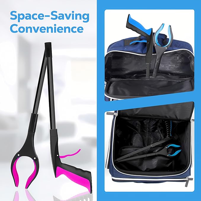 Grabber Reacher Tool - 32” Extra Long Foldable Gripper and Reaching Tool - Heavy Duty Pick Up Stick Grabbers for Seniors, Trash, Surgery Recovery Must Haves Gifts (Black Purple)