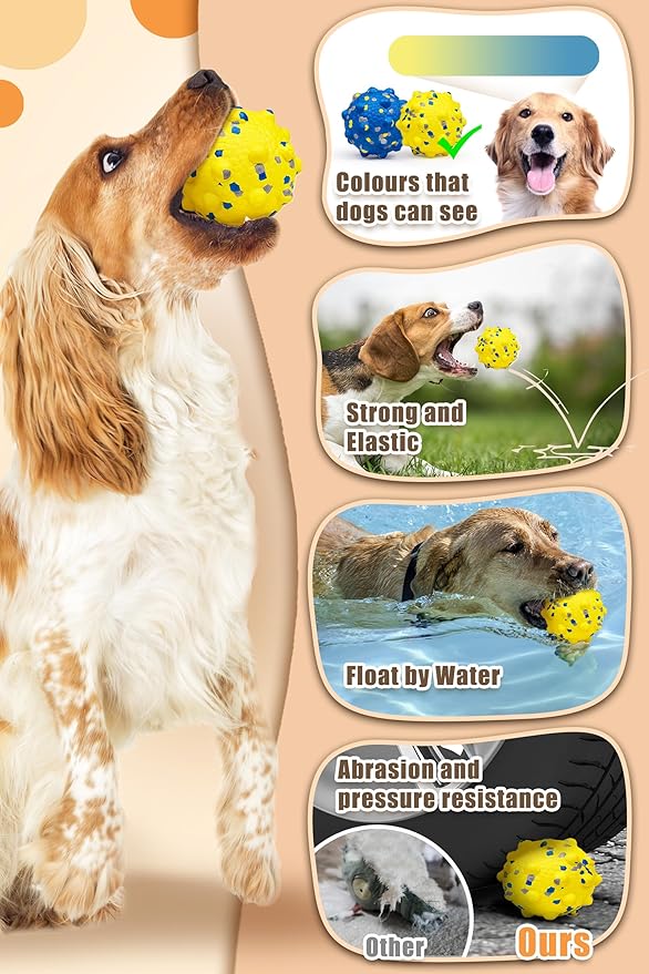 2.36'' Dog Balls for Dogs Aggressive Chewers Indestructible Tennis Durable Bouncy Interactive Dog Toy Balls for Fetch Game Floating Training(Yellow Medium)