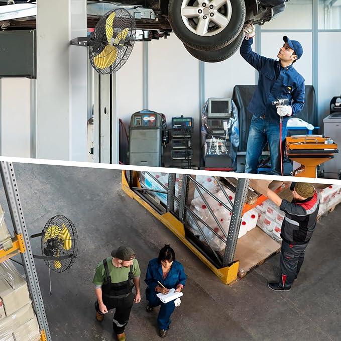 18 Inch Industrial Wall Fan, 4800 CFM Metal Wall Mount Fans with Poweful Motor, 3 Speed, Heavy Duty Fan Indoor for Covered Patio, Greenhouse, Gazebo, and Garage, UL Listed