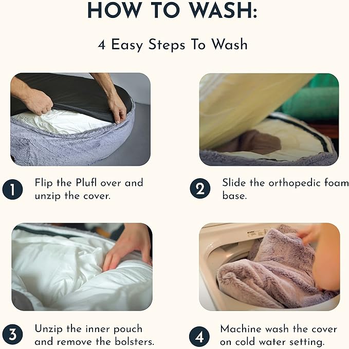 Plufl, The Original Human Dog Bed for Adults, Kids, and Pets. As Seen on Shark Tank. Comfy Plush Large Bean Bag with Memory Foam, Machine Washable, and Durable. Perfect nap and Floor Bed - Arctic Grey