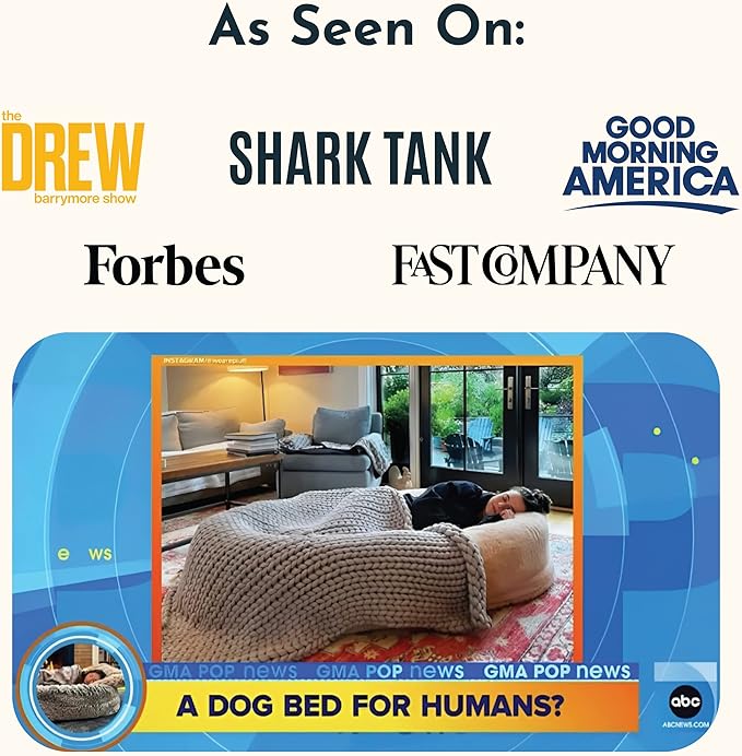 Plufl, The Original Human Dog Bed for Adults, Kids, and Pets. As Seen on Shark Tank. Comfy Plush Large Bean Bag with Memory Foam, Machine Washable, and Durable. Perfect nap and Floor Bed - Beige