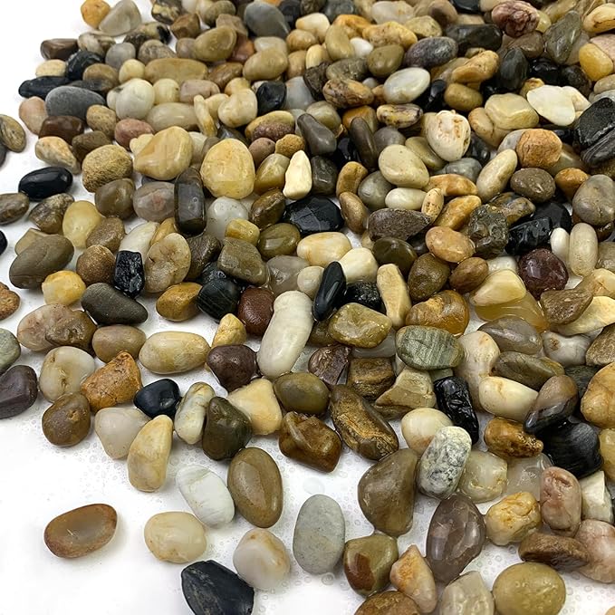 10 lbs Pea Gravel for Landscaping, 2/5 Inch Size Mixed Color River Rocks for Aquarium, Succulent, Vase Fillers, Cactus Bonsai, Plant Soil Cover and Outdoor Garden Rocks.