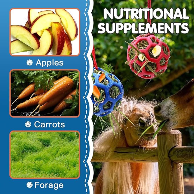 2 Pcs Hay Ball for Horses to Play with, Relieve Stress with This Bright Color Hay Feeder Ball for Horses Goat to Avoid Boredom