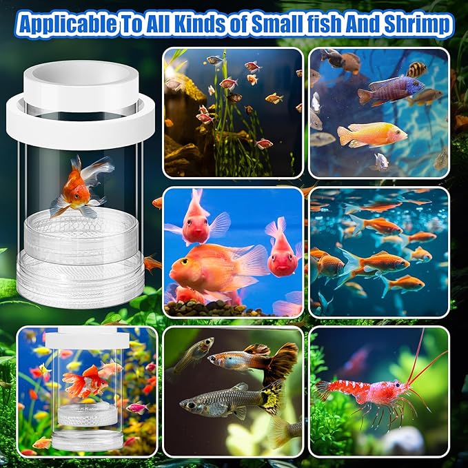 2 Pcs Breeder Box for Fish Tank Aquarium Breeder Separation Net Breeding Box with Suction Cup for Small Fish Shrimp Clownfish Guppy(White,M)