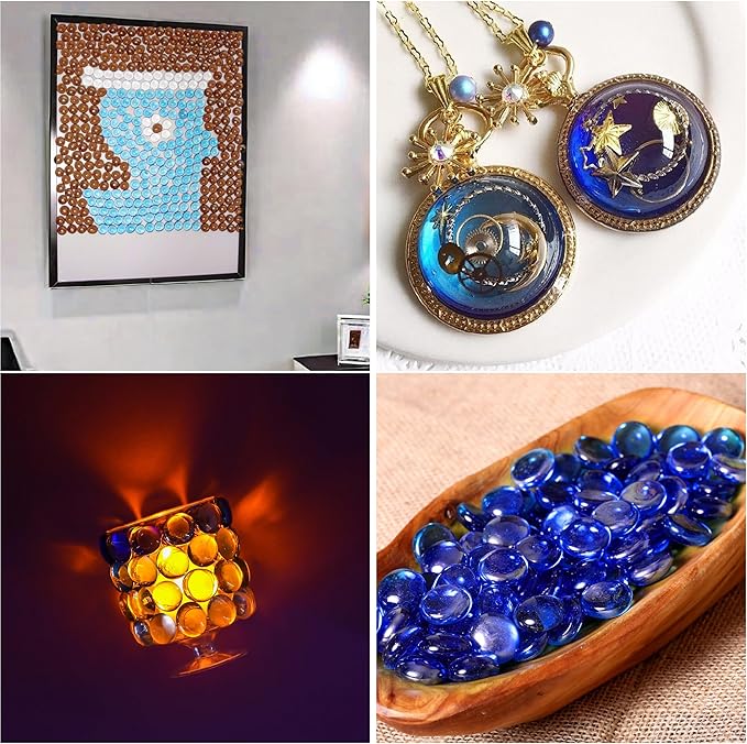 1LB Glass Marbles, Transparent and Smooth Flat Glass Beads for Vases, Mosaic Gem Pebbles for Aquarium Decor, Floral Arrangements, Mancala Stones, Vase Filler and Crafts, Brown