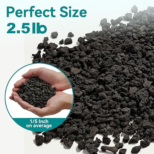 2.5lbs Small Lava Rocks for Plants Drainage, 1/5 Inch Black Gravel Mulch for House Plants, Succulent Rocks Pebbles for Planters,Cactus, Bonsai Tree, Pure Volcanic Rocks, Top-Dressing