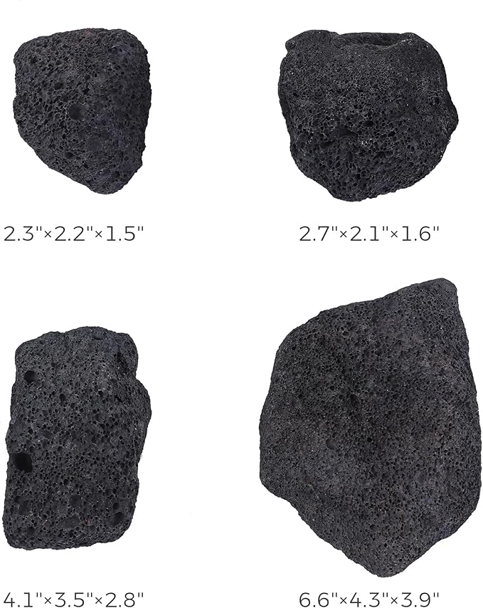 2-6 Inches Large Natural Black Lava Rock 4 PCS Aquarium Rocks for Aquascaping, Aquarium Landscaping, Terrariums, Fish Tank Decoration, Vivariums, Paludarium, Reptile and Amphibian Enclosures