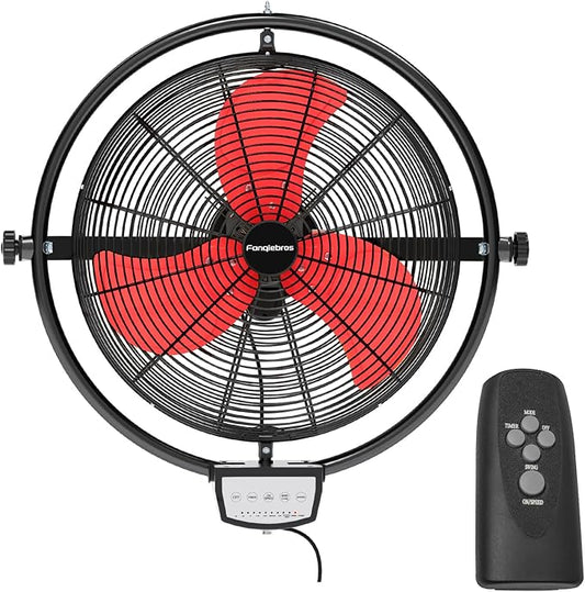 20 IN 5500 CFM Remote Control Wall Mount Fan, 3 Speed High Velocity Wall Fan with Timer, Oscillation & Tilting, Air Circulator for Garage, Commercial, Greenhouse, Warehouse & Gazebo Use, UL Listed