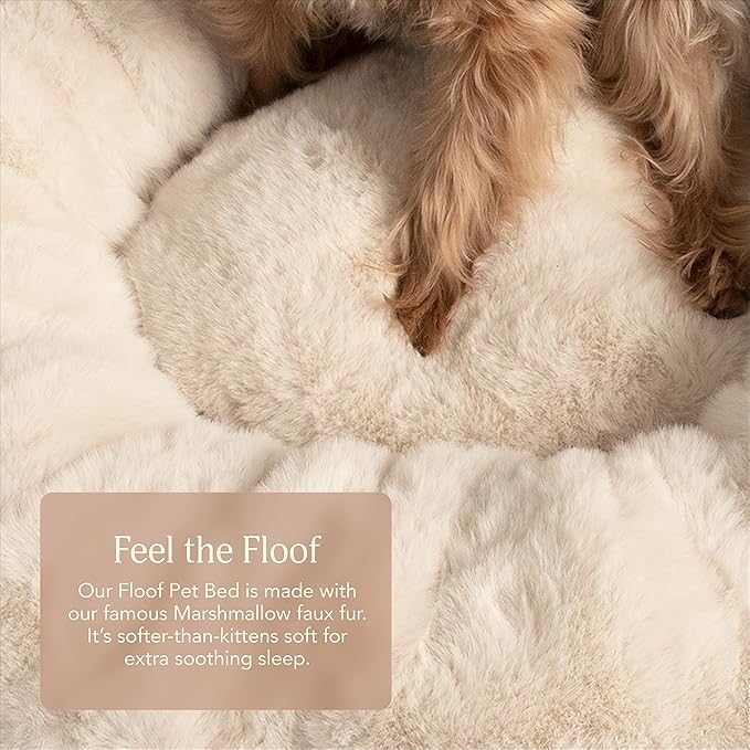 UnHide Floof Pet Bed - Small (23" x 8") - Extra Soft Dog Bed - Removable Faux Fur Cover - Machine Washable - Helps Ease Pet Anxiety & Provides The Perfect Sleep - Beige Bear