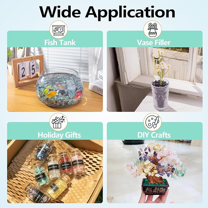 0.5 Lb/230g Black Aquarium Gravel Rocks Fish Tank Marbles Pebbles Small, Polished Natural Tumbled Healing Crystal Chips Bulk Crushed Stones for Crafts|Fish Turtle Tank|Home Decoration - 7-9m