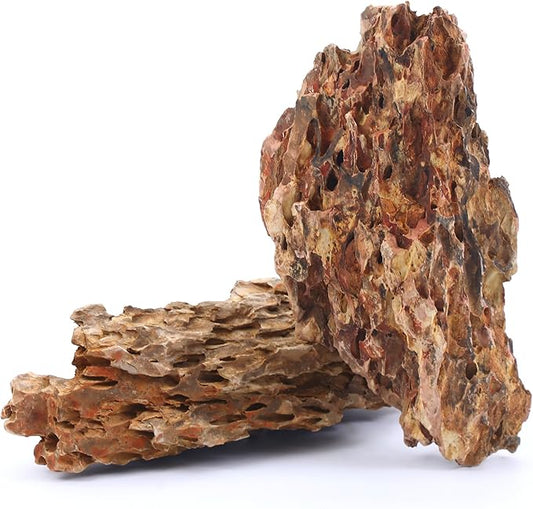 14-16 Inches Natural Dragon Stone 2 PCS Ultra Large Aquarium Rocks for Aquascaping, Aquarium Landscaping, Terrariums, Fish Tank Decoration, Vivariums, Paludarium, Amphibian Enclosures