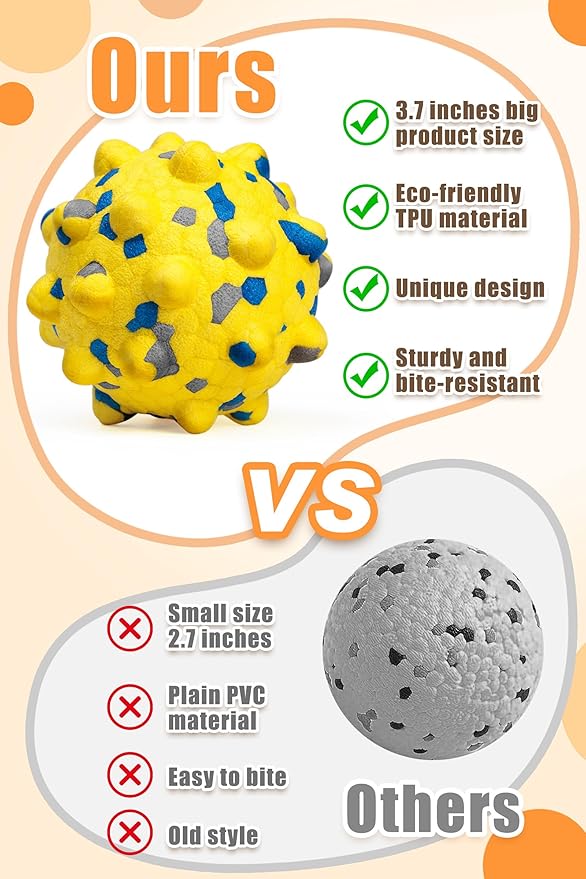 2.36'' Dog Balls for Dogs Aggressive Chewers Indestructible Tennis Durable Bouncy Interactive Dog Toy Balls for Fetch Game Floating Training(Yellow Medium)