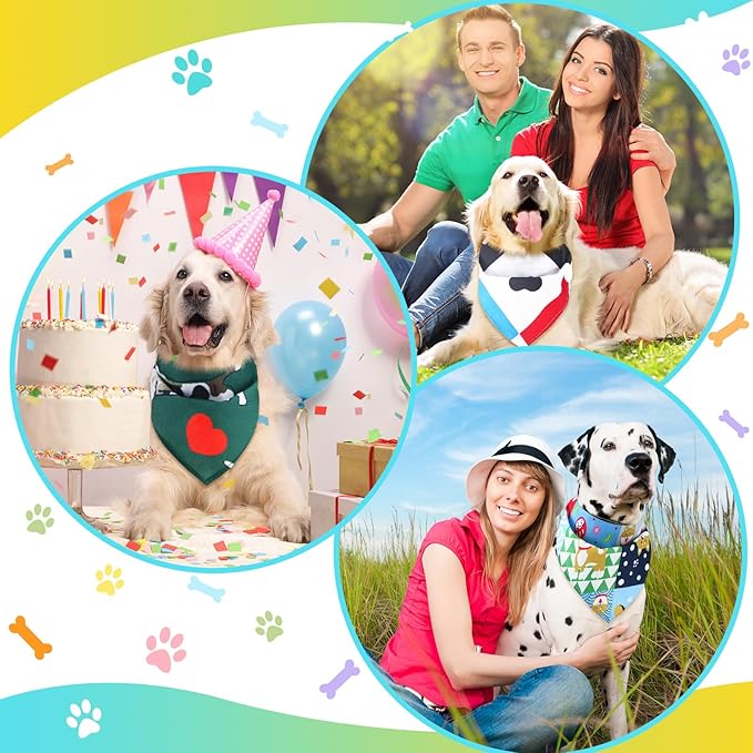 100 Pcs Paw Dog Bandanas Bulk Paw XL Pet Bandanas Colorful Triangle Pet Bibs Scarfs for Medium Large Dogs Spring Summer Birthday Holiday Costume Decoration