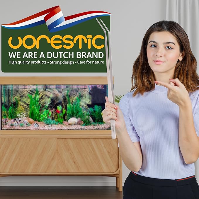 2 Pcs Heavy Duty Reptile Feeding Tongs, Aquarium Tweezers 18 Inch, Straight and Curved Extra Long Tweezers, Reptile Tongs, Aquarium Tongs, Aquarium Tweezers Extra Long