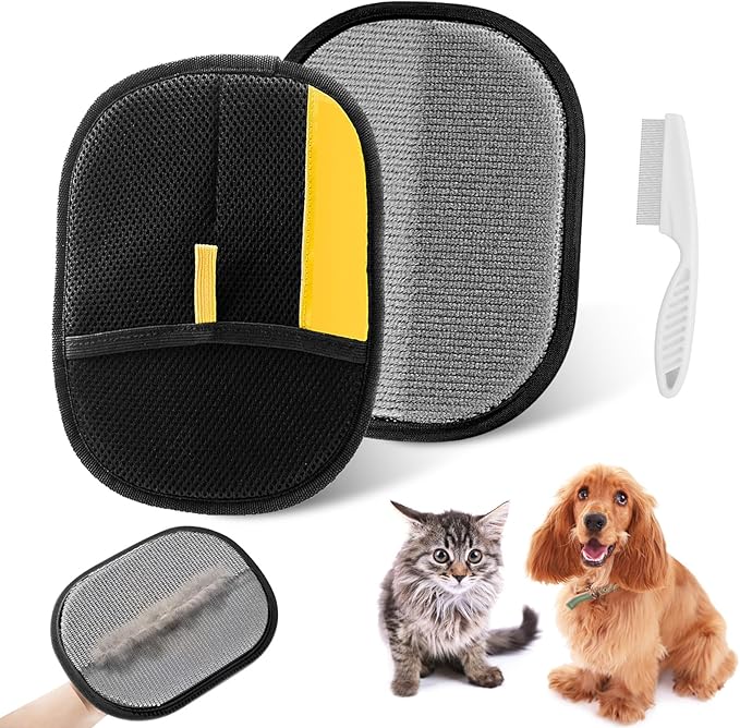 2 Pcs Pet Hair Remover Gloves, Reusable Electrostatic Hair Removal Glove