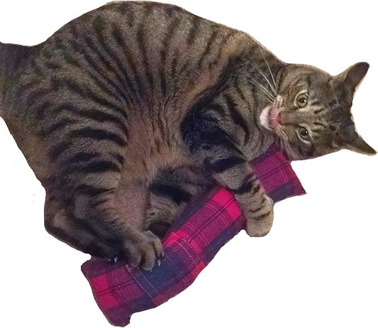 15" Cat Kicker Toy with Refillable Catnip Pocket (Red Flannel) - Filled with 1 oz Premium Canadian Catnip