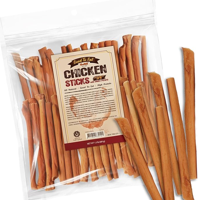 Gootoe Chicken Dog Treats – Chicken Sticks with Sweet Potato 1.5 lb – All Natural, Grain-Free, Low Fat, Premium Training Chews, Healthy & Easily Digestible