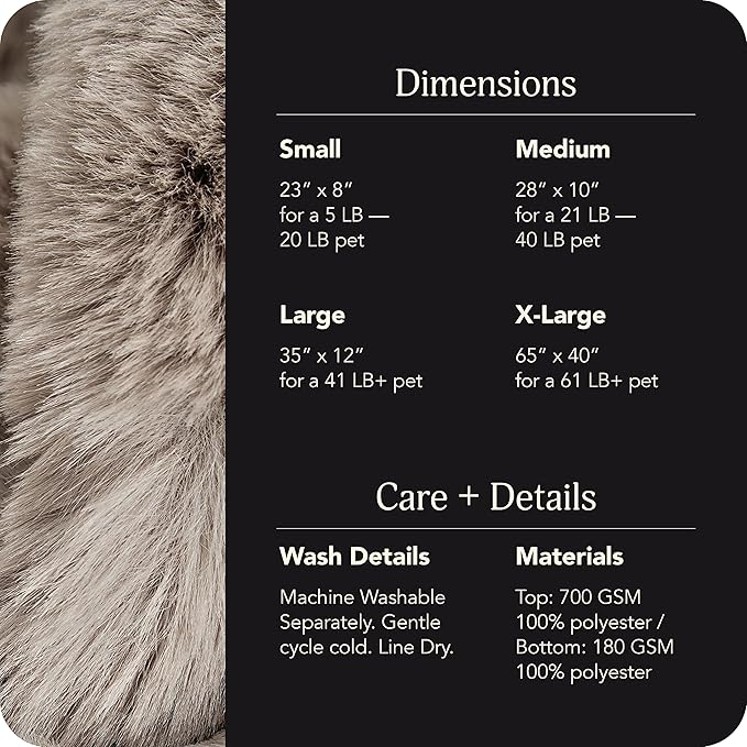 UnHide Floof Pet Bed - Medium (28" x 10") - Extra Soft Dog Bed - Removable Faux Fur Cover - Machine Washable - Helps Ease Pet Anxiety & Provides The Perfect Sleep - Taupe Ducky