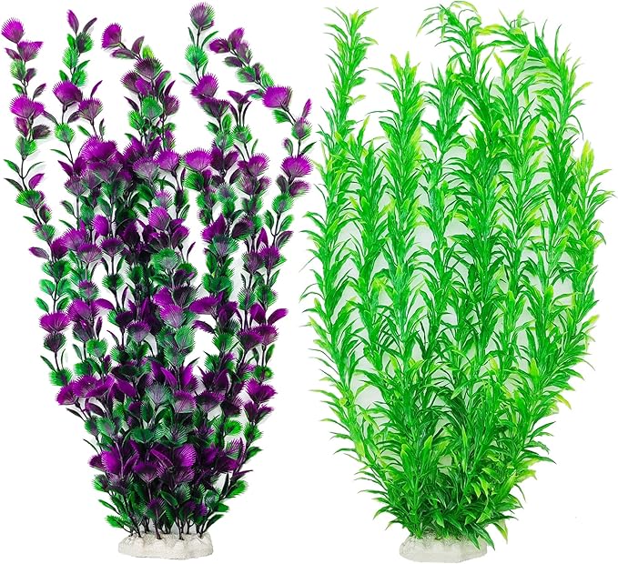 20.47 Inch Tall Aquarium Plants – Large Lifelike Artificial Fish Tank Decorations, 2 Pcs Fish Tank Plants Plastic，Durable & Safe for Freshwater/Saltwater Aquariums (Green (Style D))