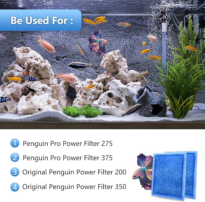 100 Pack Aquarium Rite-Size C Filter Cartridges Compatible with PRO Power Filters 275/375