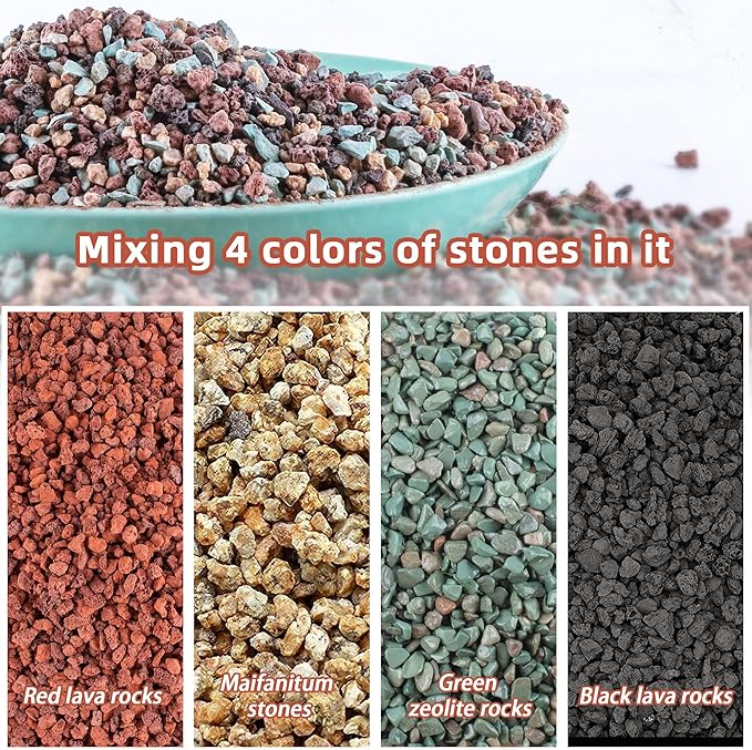 15lb Mix Horticultural Lava Rock Pebbles Pumice Potting Soil Amendment Succulent Cactus Bonsai Gritty Rock Decorative Gravel Plant Drainage Volcanic Rock for Aquarium Fairy Gardening Top Dressing